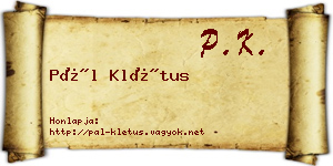 Pál Klétus névjegykártya